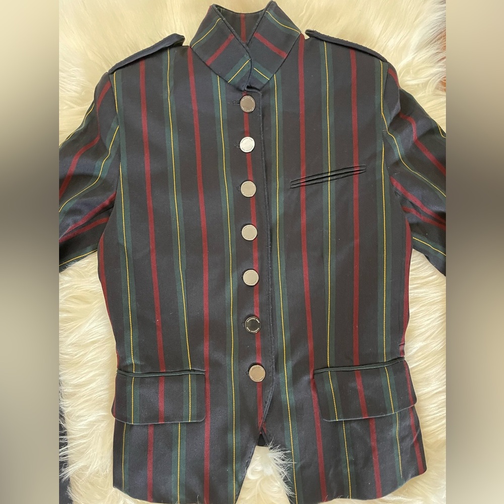 Shanghai Tang Size 2 (Xs) Stripe Mandarin Blazer … - image 2